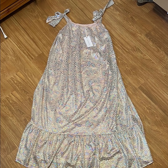 Adrienne Iridescent cheetah print maxi Dress medium new. Lined. - Picture 1 of 6